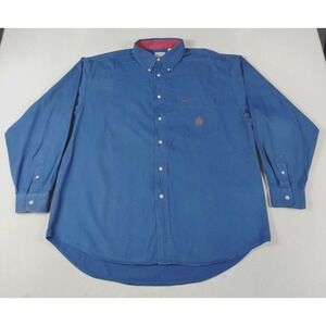 Vintage‎ Bugle Boy Company Shirt Mens XL Blue Twill Button Down Crest Pocket Y2K